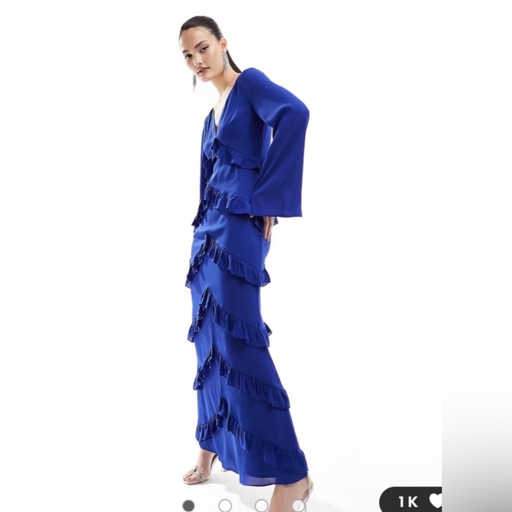 ASOS pretty lavish blue ruffle gown.
